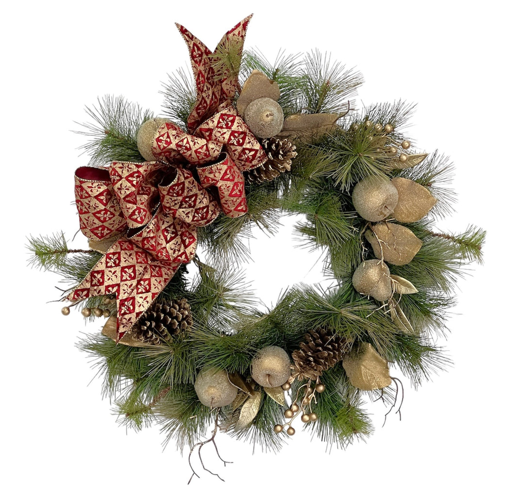 Gold Bejeweled Fruit Holiday Wreath/HOL179 - April's Garden