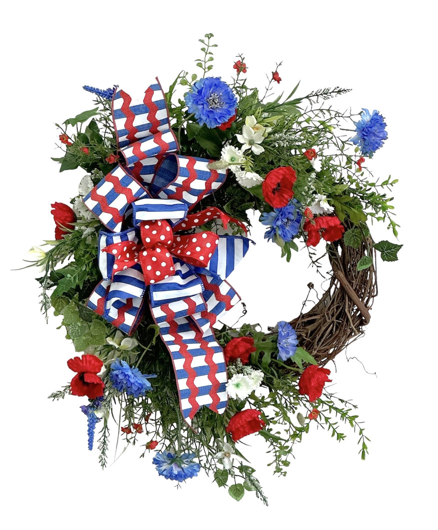 Red, White and Blue Wildflower Wreath/AMC58