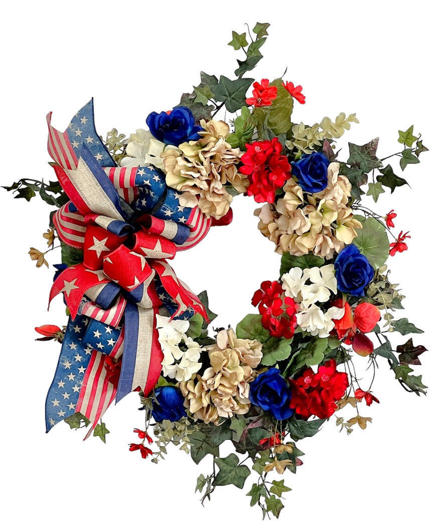 Hydrangea and Geranium Americana Wreath/AMC62 - April's Garden