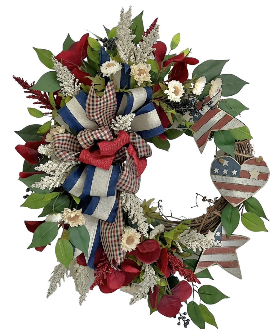 Americana Wreath  With Assorted Wood Plaques/AMC67 - April's Garden