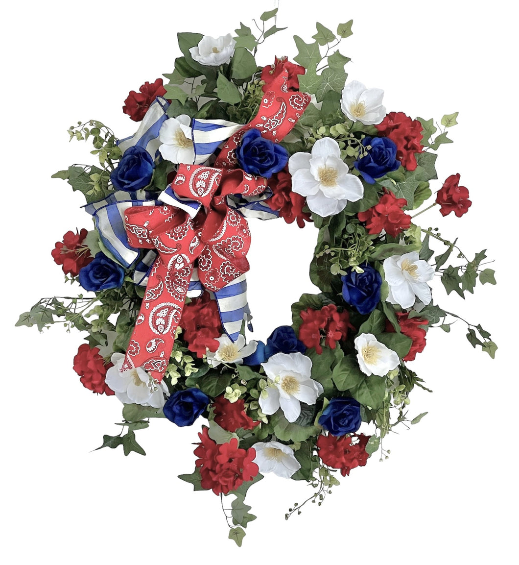 Magnolia, Rose, Geranium American Wreath/AMC68