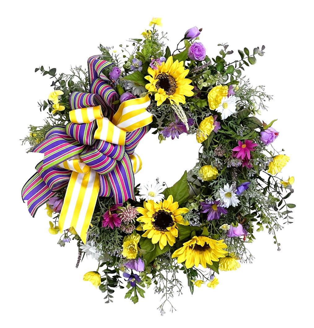 Sunflower and Wildflower Wreath/ENG273 - April's Garden