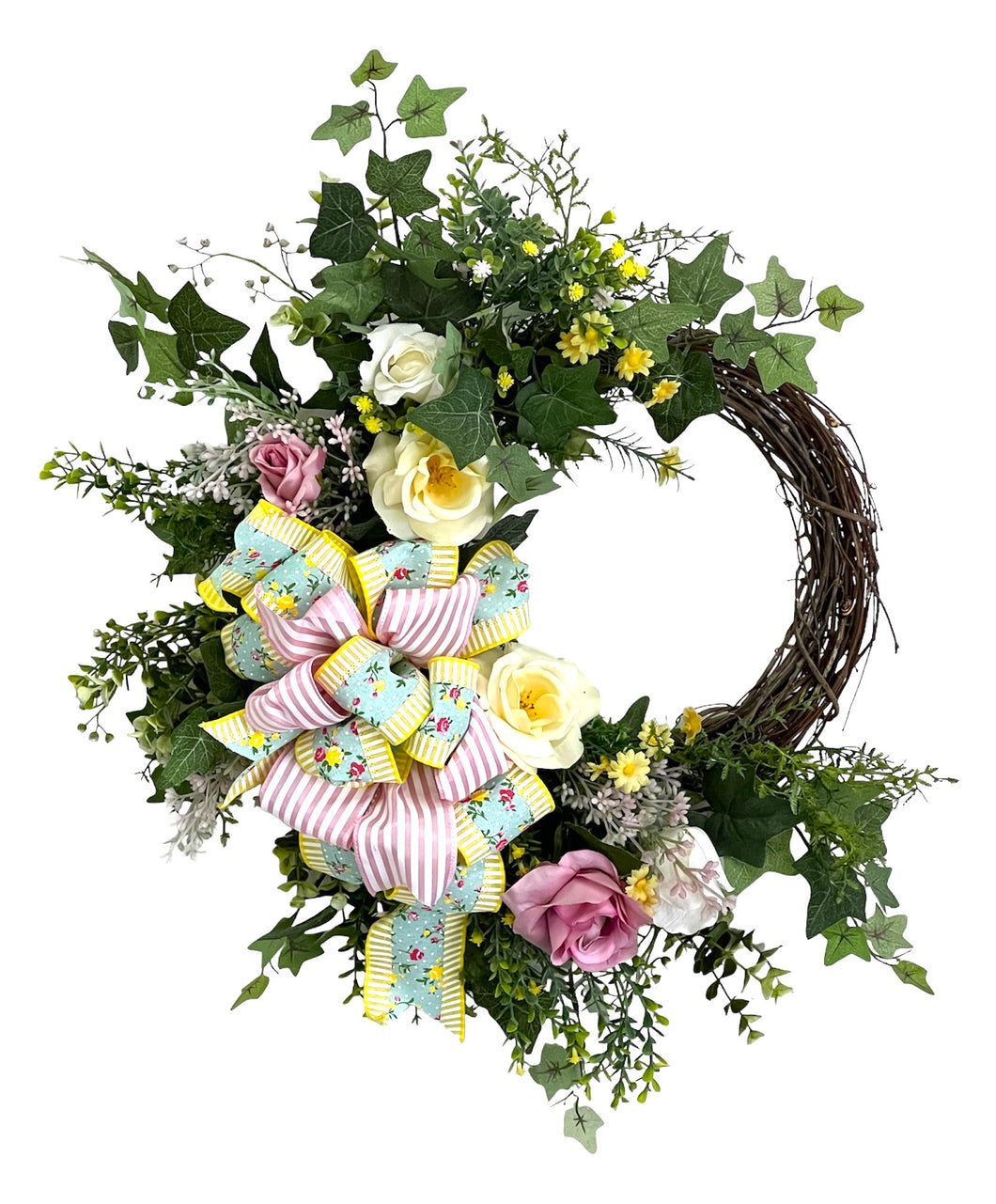 Pink and Yellow Everyday Wreath/ENG295 - April's Garden