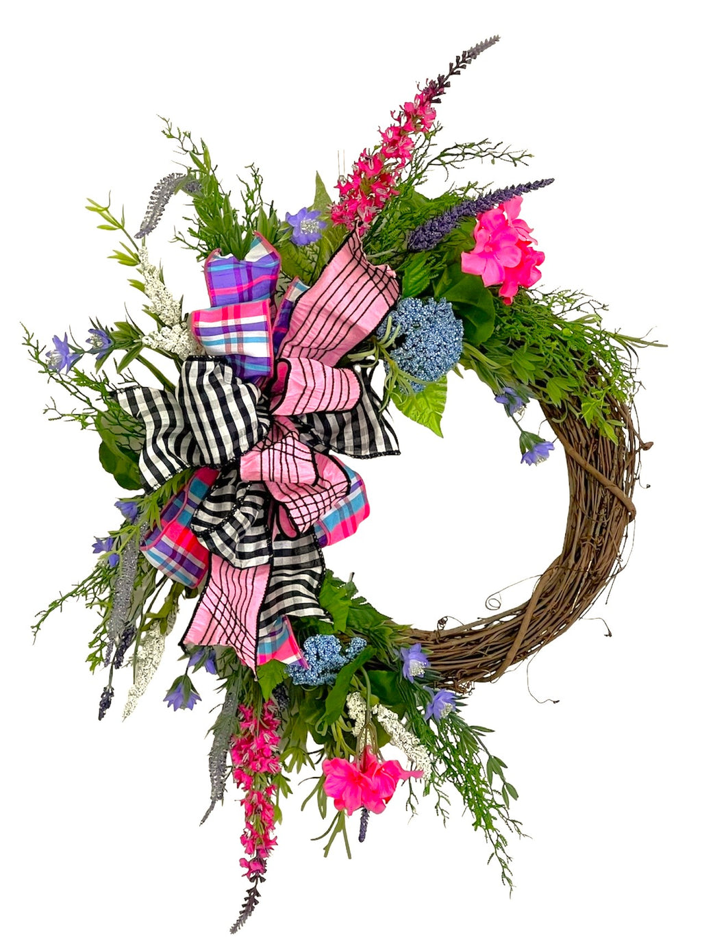 Pink and blue Everyday Wreath/ENG324 - April's Garden