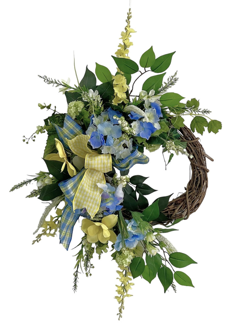 White and Blue Wreath/ENG348 - April's Garden