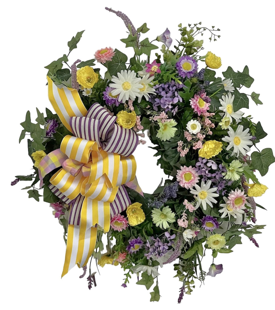 Whimsical Wildflower Wreath/ENG376 - April's Garden