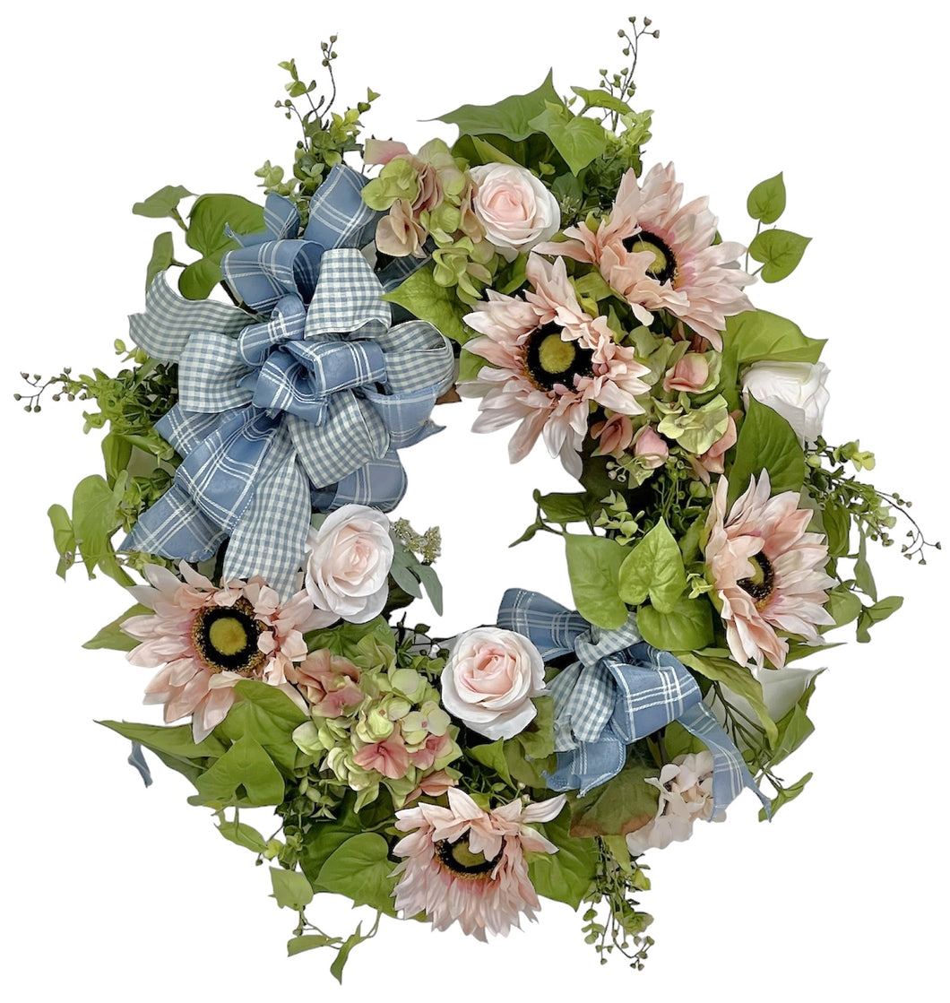 Pink Sunflower Wreath/ENG379 - April's Garden