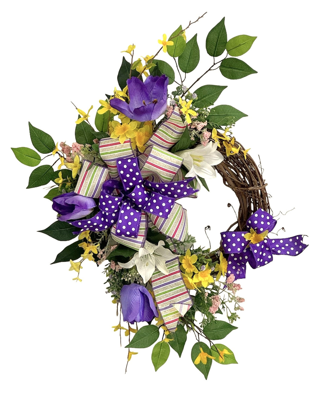 Purple and Yellow Spring Wreath/ENG383 - April's Garden