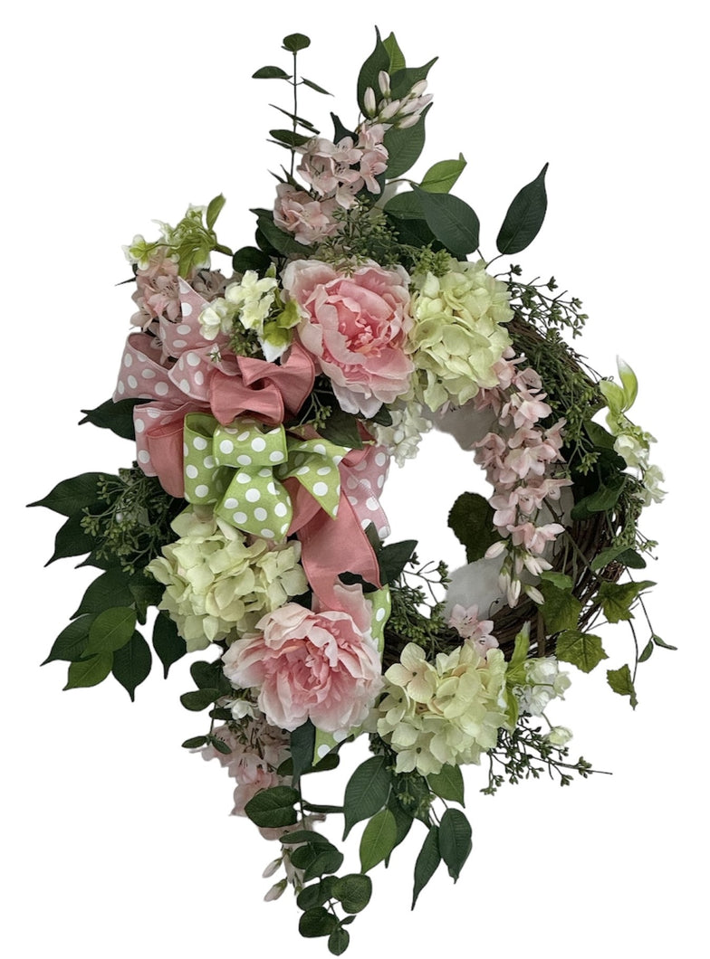Pink and Green Spring Wreath/ENG385 - April's Garden