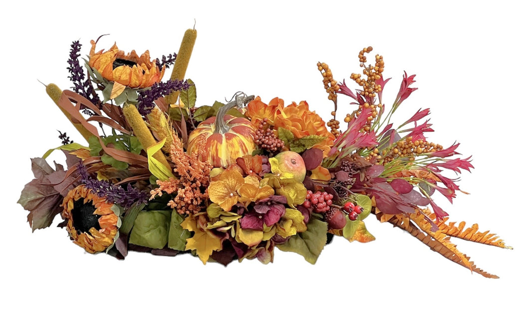 Gold, Orange, Purple Long and Low Centerpiece/FAA34