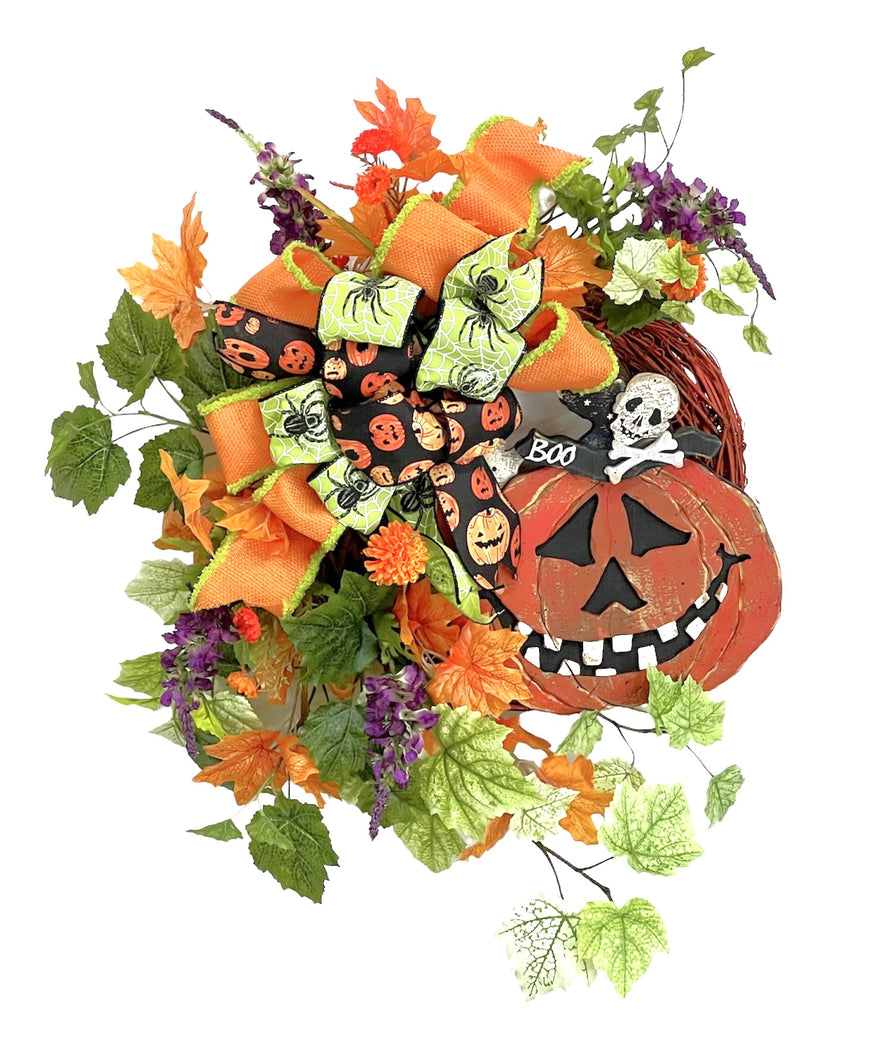 Jack -O- Lantern Wreath/HAL44 - April's Garden