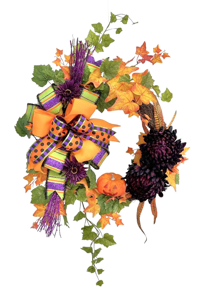 Pops of Purple Halloween Wreath/HAL54 - April's Garden