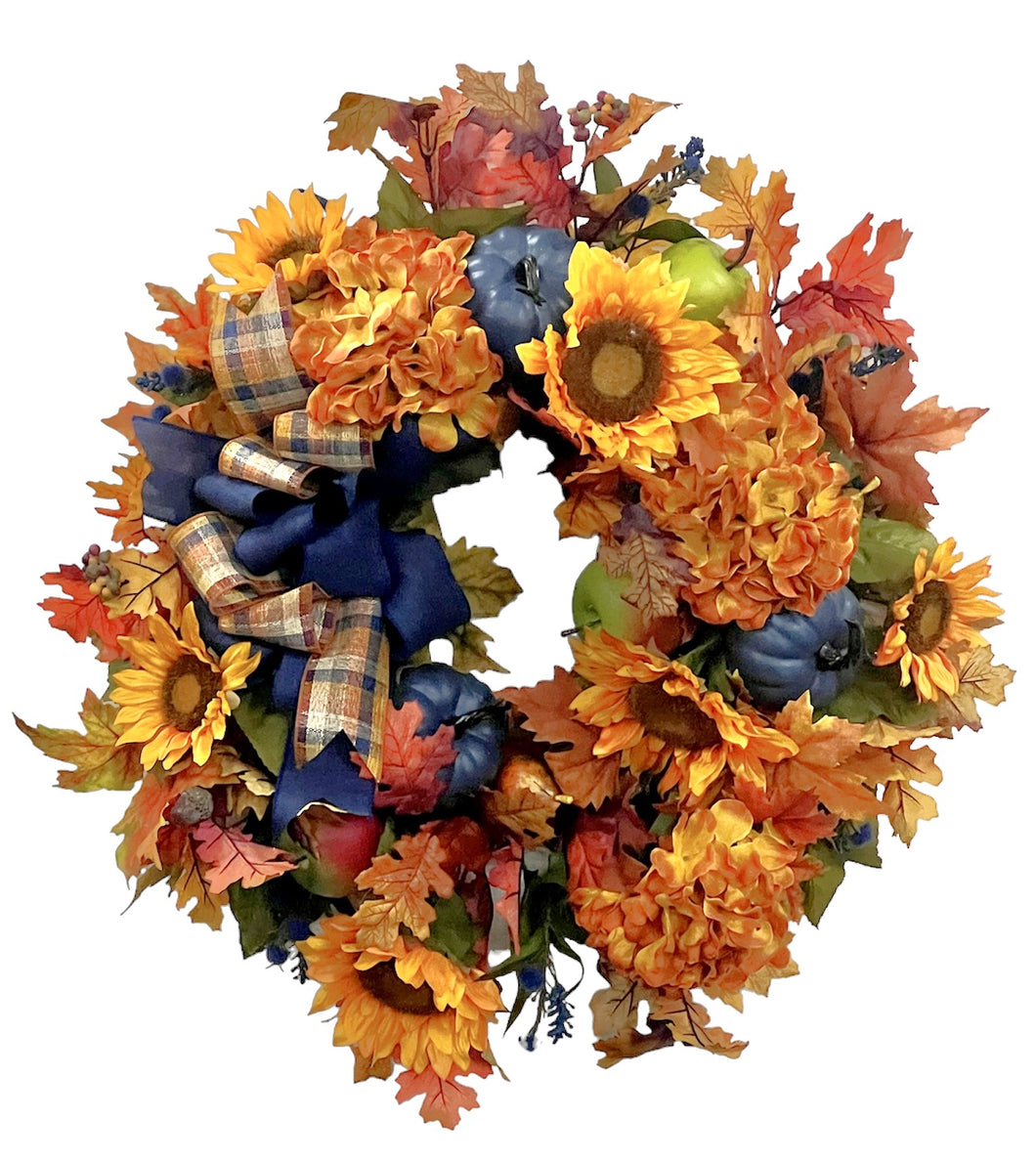 Gold, Blue, Green Fall Wreath/HARV278