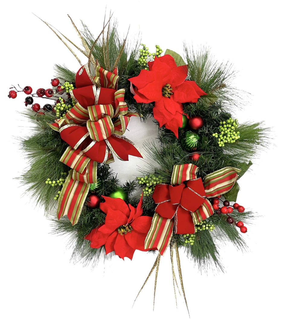 Red and Gold Festive Holiday Wreath/HOL180 - April's Garden
