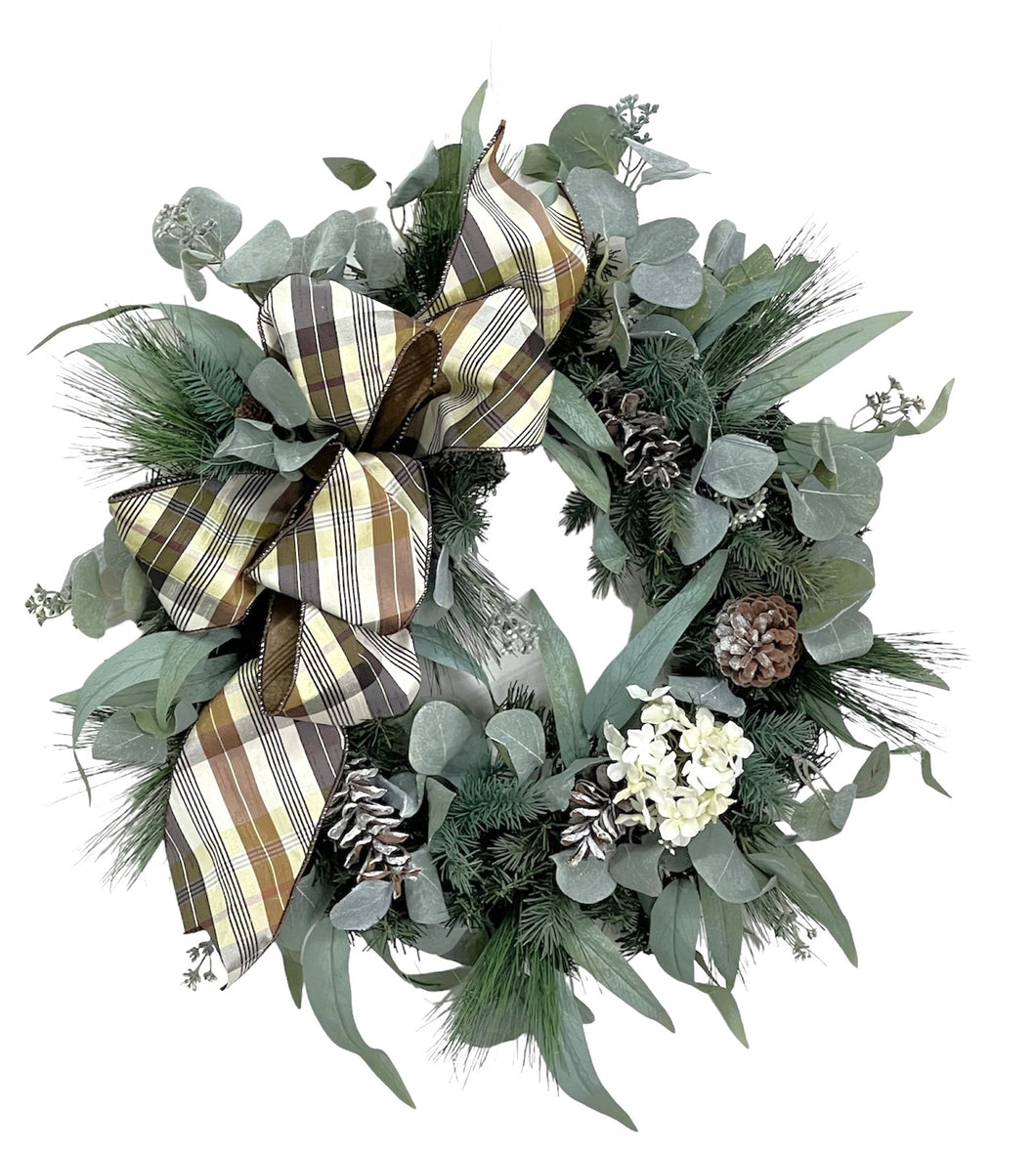 Pinecones and Plaid Winter Wreath/TRANS189 - April's Garden