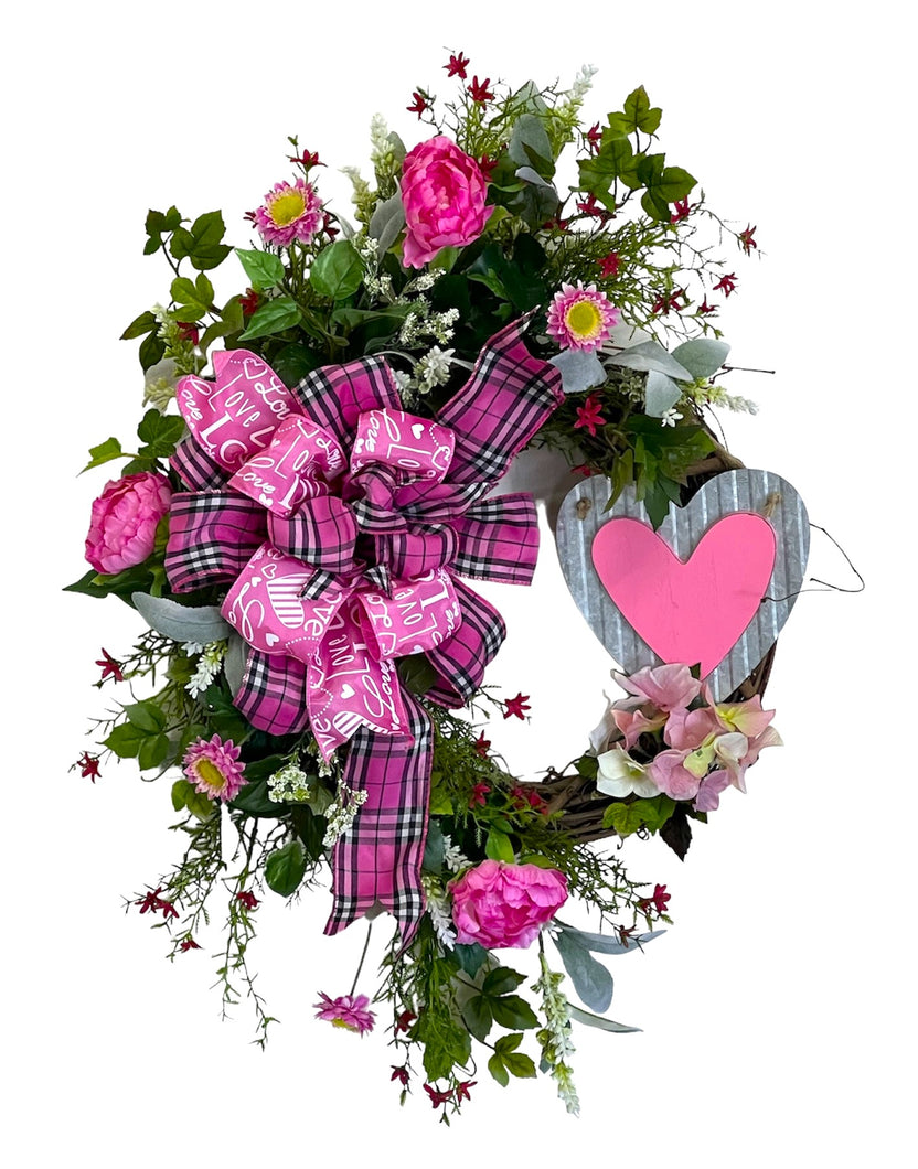 Pink Tin Valentine's Wreath/VAL115 - April's Garden