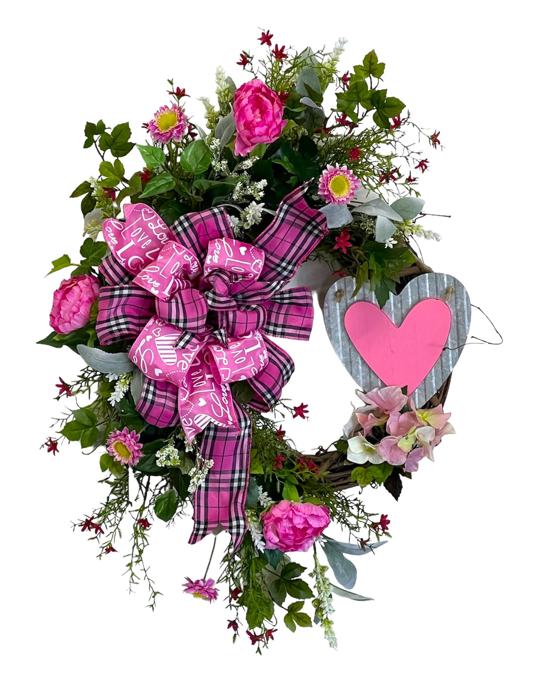 Pink Tin Valentine's Wreath/VAL115 - April's Garden