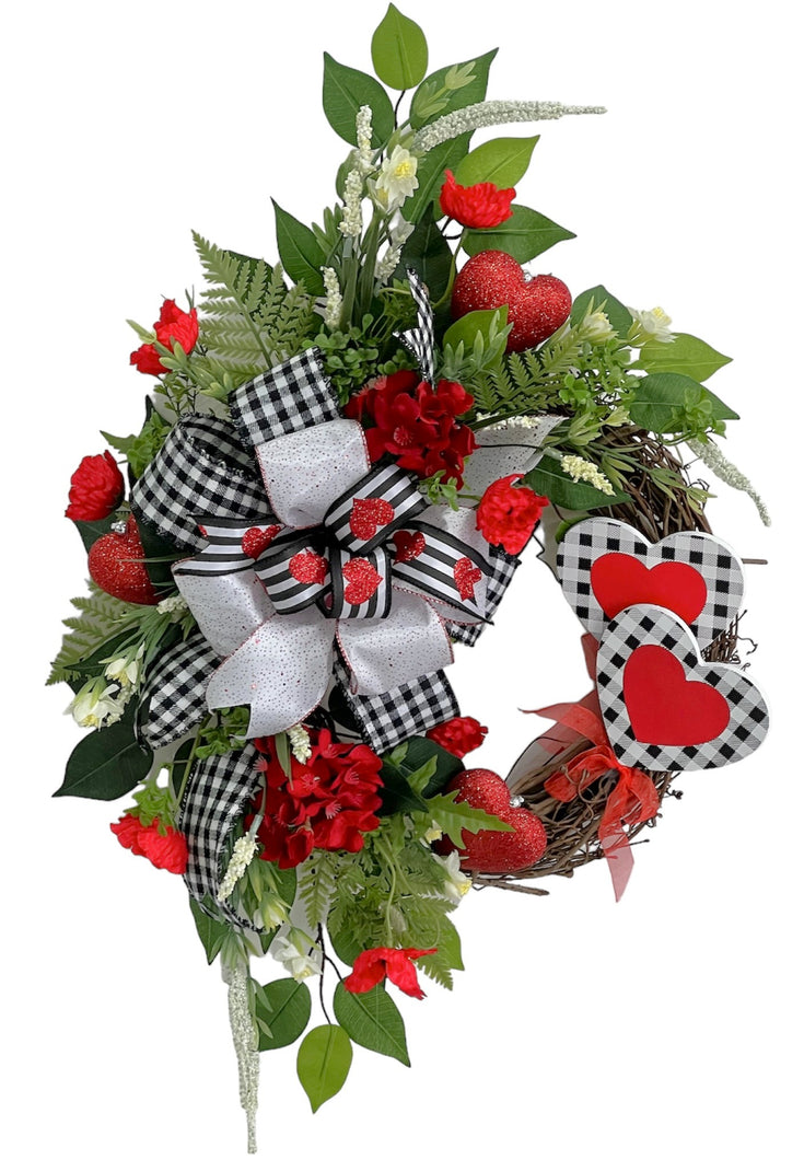 Gingham Heart Wreath/VAL125 - April's Garden
