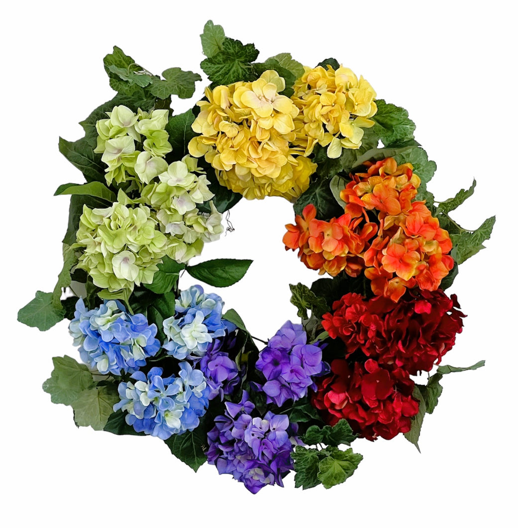 A Rainbow of Hydrangea Wreath/VER106 - April's Garden