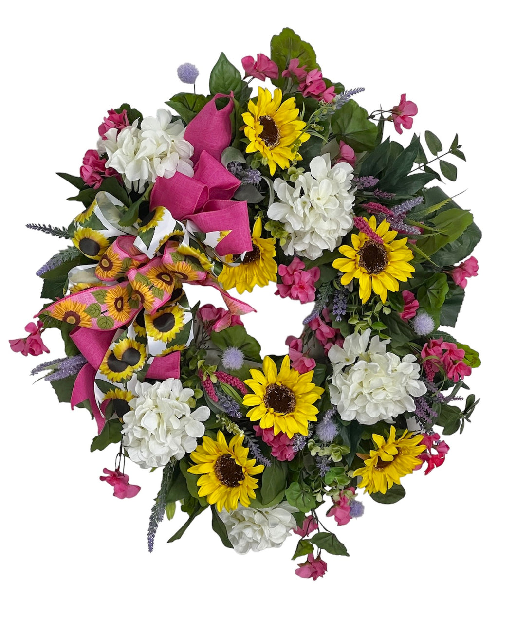 Sunflower and Hydrangea Summer Wreath/VER189 - April's Garden