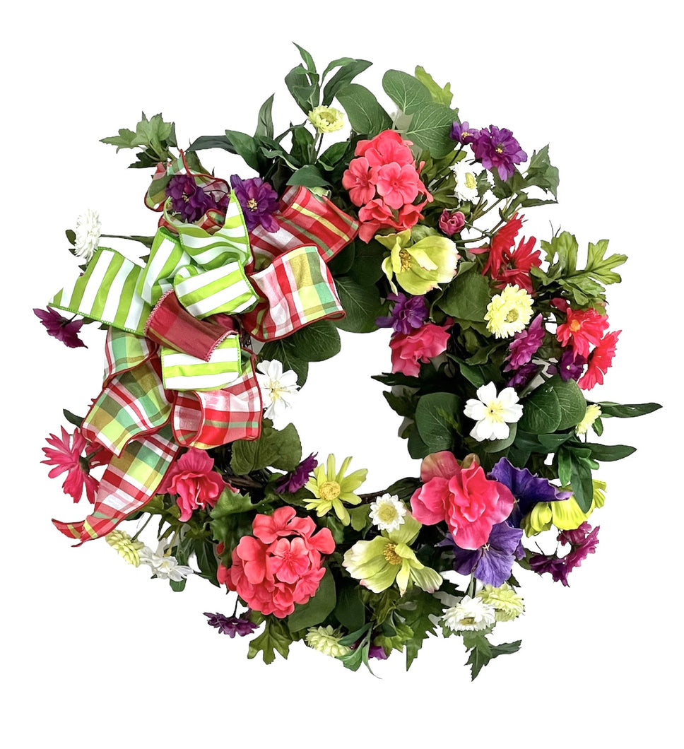 Simply Sensational Coral and Lime Summer Wreath/VER191 - April's Garden