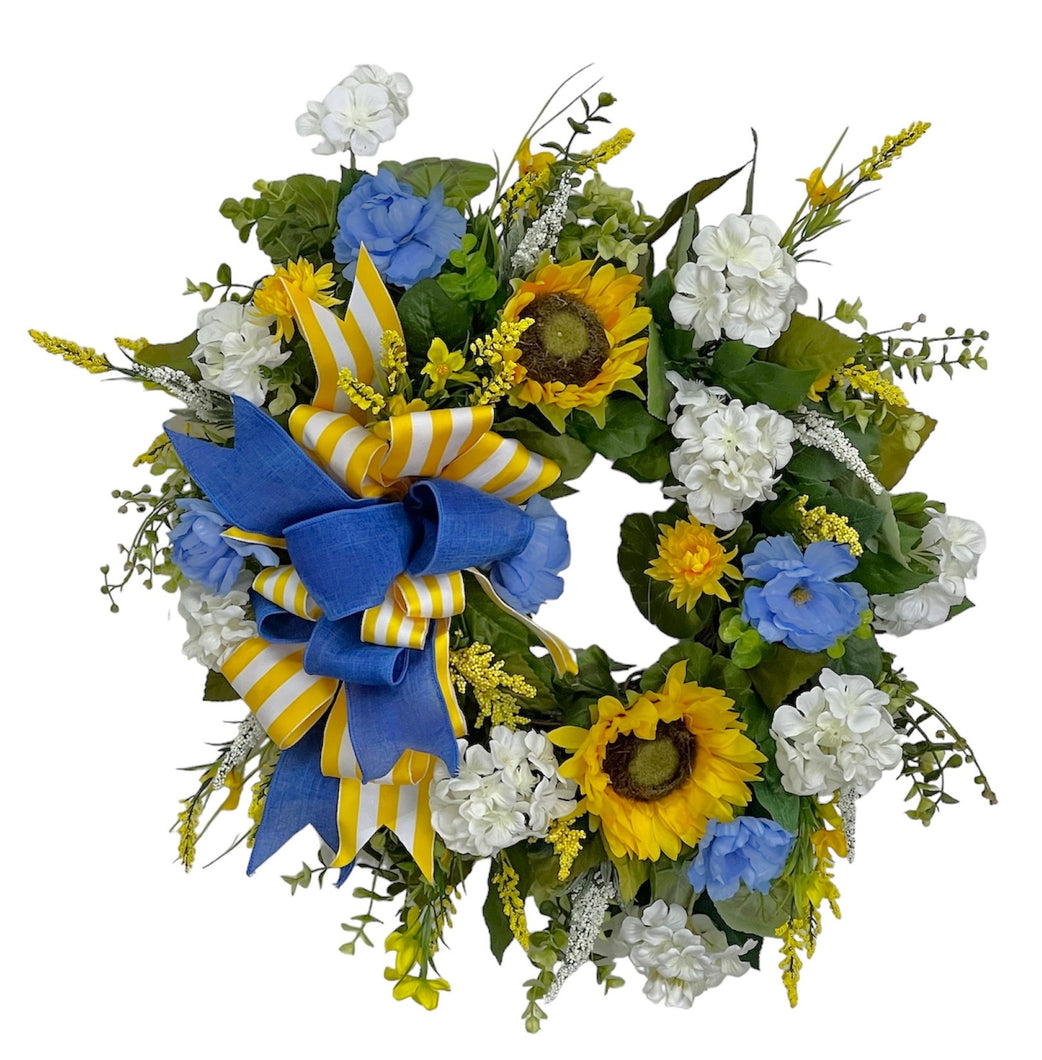 Sunflower and Geranium Wreath/VER202 - April's Garden