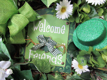 Green and White St Patrick's Day Front Door Wreath with Green Glitter Hat/Eng10 - April's Garden