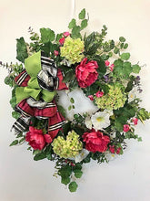 Watermelon. Light Green and Cream Silk Floral Summer Wreath/Eng217 - April's Garden Wreath