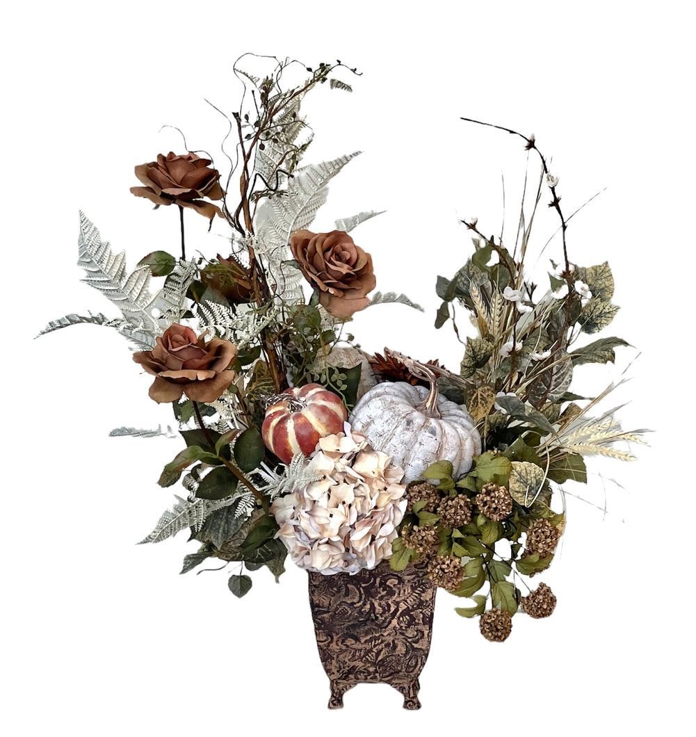 White, Cream, Brown, Green Fall Arrangement/FAA09 - April's Garden