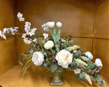 Floral Arrangement with Cream Peony, Garden Roses, Delphinium, Astilbe Tulips, Red Raspberries - April's Garden