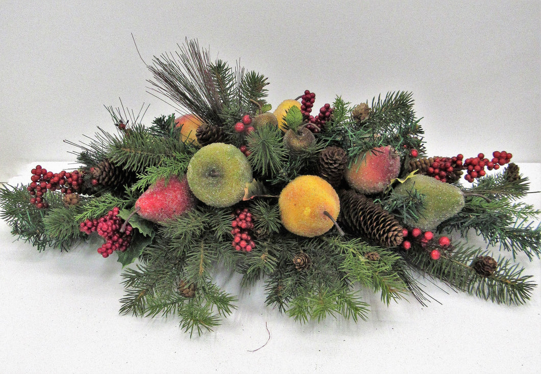 Silk Floral Winter Centerpiece with Crystalized Fruit/HA03 - April's Garden Wreath
