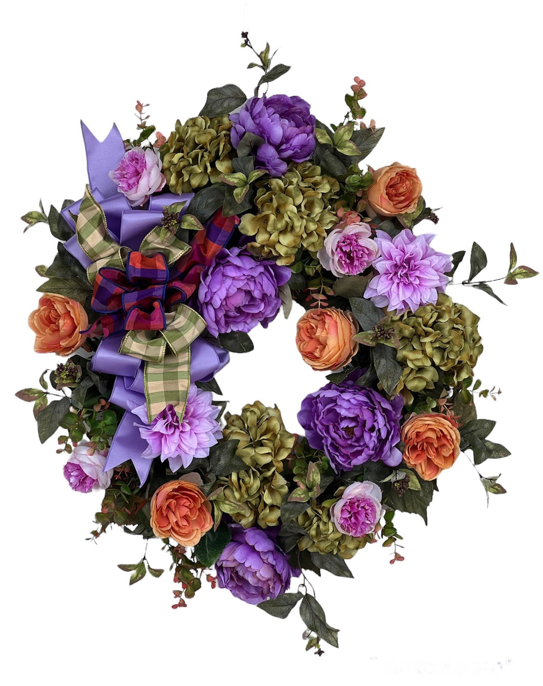 Purple, Green, Orange Everyday Floral Wreath/ROM50 - April's Garden