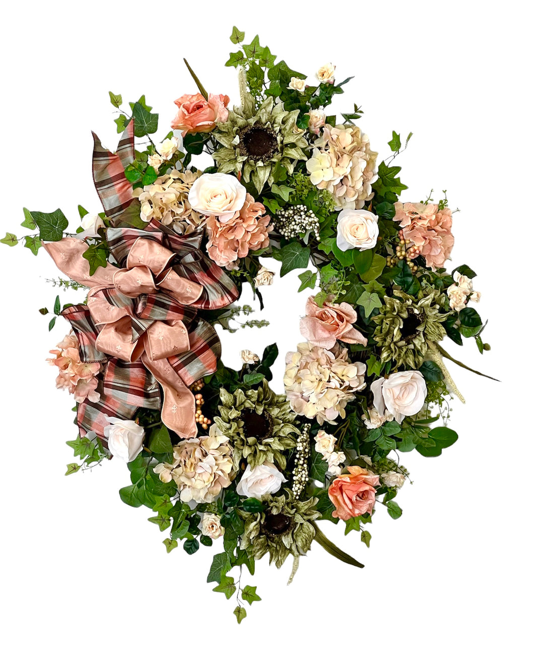 Peach, Green and Cream Everyday Wreath/ROM56 - April's Garden