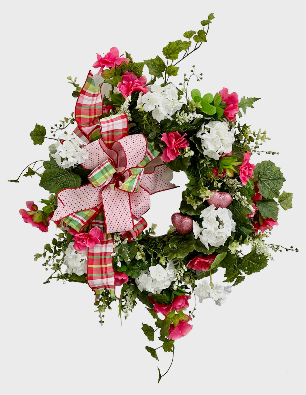 Watermelon and Cream Silk Floral Wreath/VER164 - April's Garden