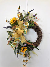 Gold Sunflower Silk Floral Crescent Summer Wreath/Ver51 - April's Garden Wreath