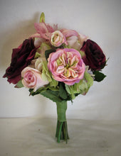 Burgundy, Pink and Mauve Silk Floral Bridal Bouquet/BB02 - April's Garden Wreath