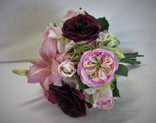 Burgundy, Pink and Mauve Silk Floral Bridal Bouquet/BB02 - April's Garden Wreath