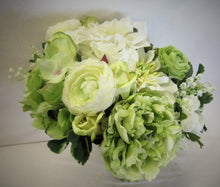 Green and Cream Silk Floral Bridal Bouquet/BB03 - April's Garden Wreath