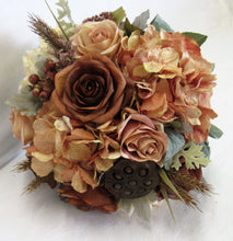 Cream, Rust, and Apricot Silk Floral Bridal Bouquet/BB07 - April's Garden Wreath
