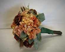 Cream, Rust, and Apricot Silk Floral Bridal Bouquet/BB07 - April's Garden Wreath