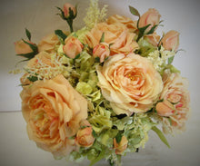 Apricot and Light Green Silk Floral Bridal Bouquet/BB09 - April's Garden Wreath