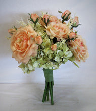 Apricot and Light Green Silk Floral Bridal Bouquet/BB09 - April's Garden Wreath