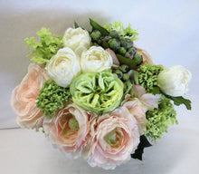 Light Pink, Green and Cream Silk Floral Bridal Bouquet/BB10 - April's Garden Wreath