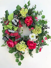 Watermelon. Light Green and Cream Silk Floral Summer Wreath/Eng217 - April's Garden Wreath