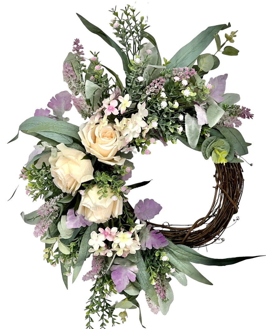 Soft Peach Spring Wreath/ENG339 - April's Garden