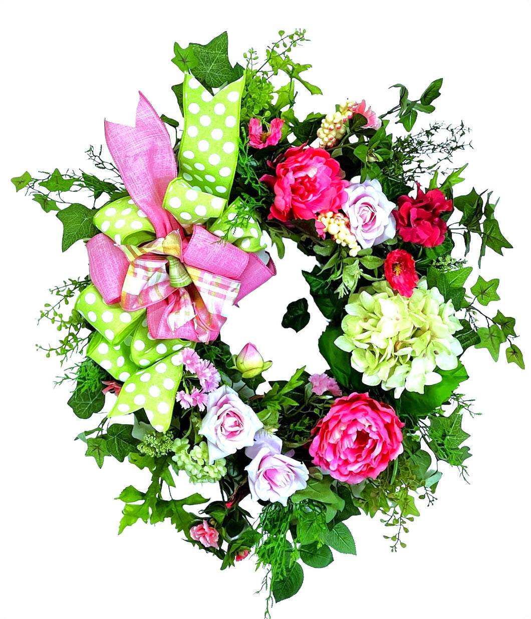 Pink and Lime Green Spring Wreath/ENG341