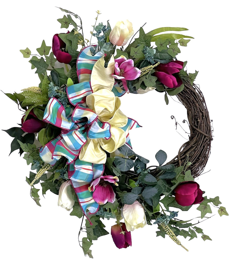Yellow and Wine Spring Wreath/ENG350
