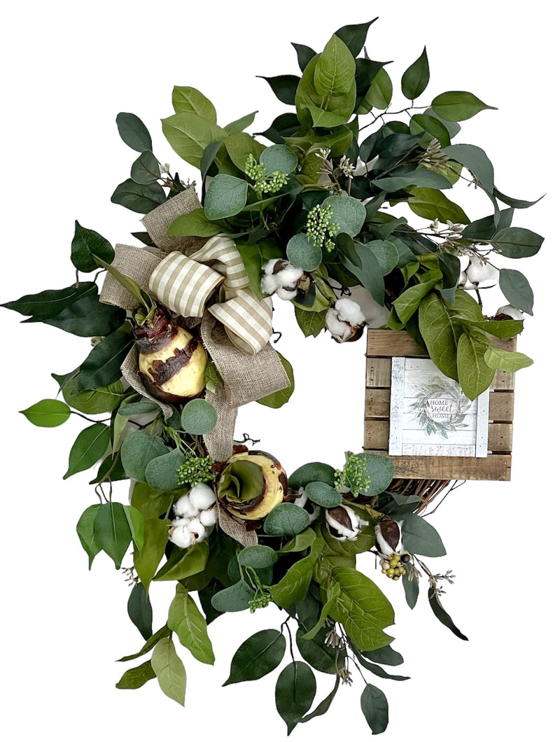 Home Sweet Home Silk Floral Farmhouse Everyday Wreath/FH17 - April's Garden