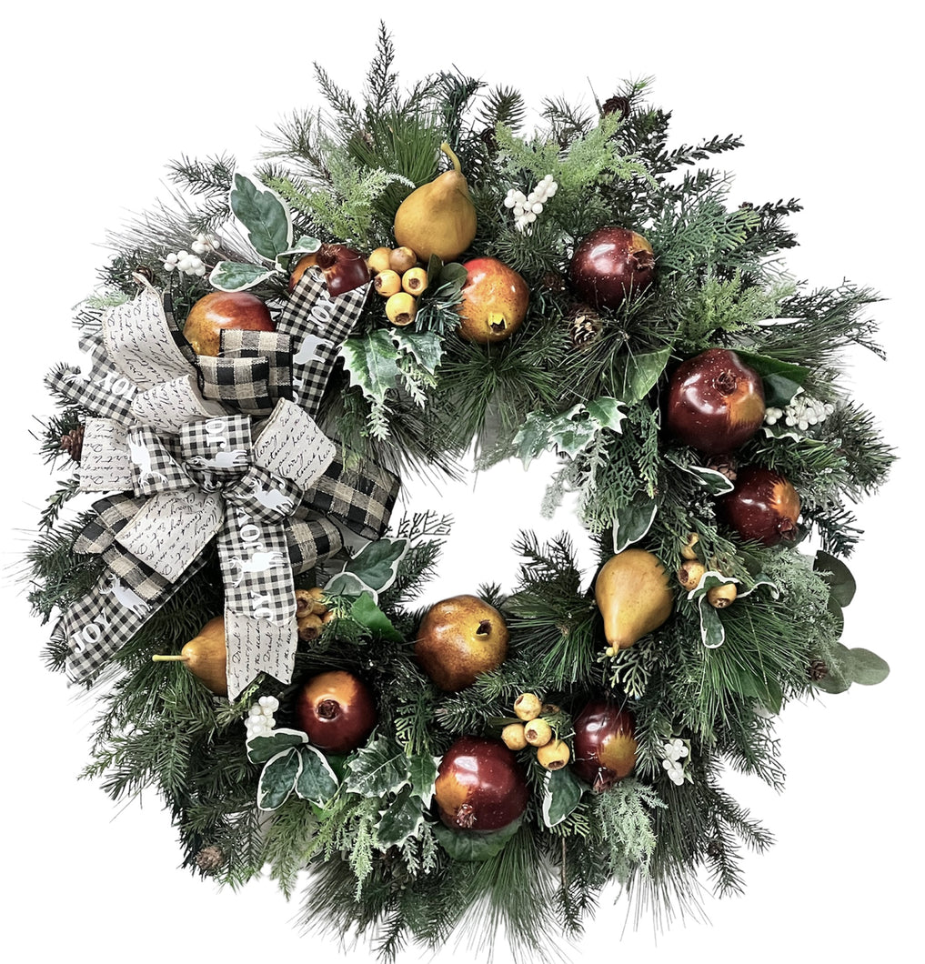 Large Holiday Fruit Silk Floral Winter Wreath/Hol139