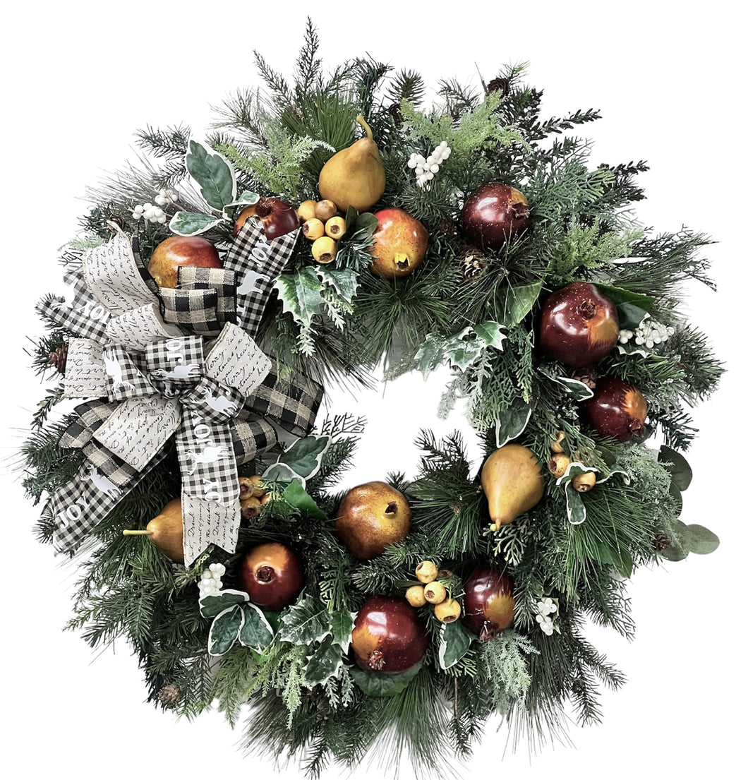 Large Holiday Fruit Silk Floral Winter Wreath/Hol139